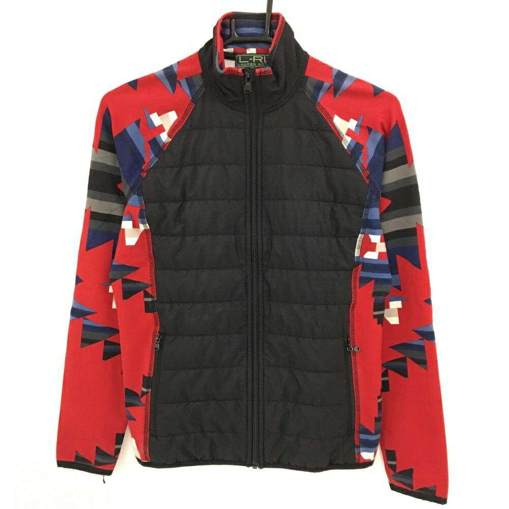 ラルフローレン 切替中綿ジャケット 黒×レッド 前身頃中綿 レディース S ゴルフウェア Ralph Lauren