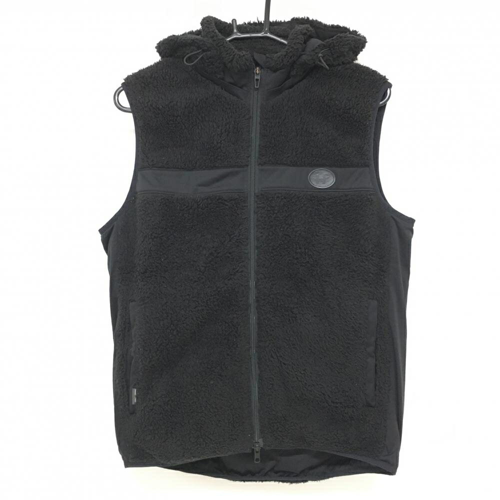 ヒールクリーク 2WAYボアベスト 黒 フード着脱可 メンズ 48(M) ゴルフウェア Heal Creek