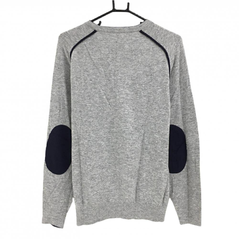 【美品】ジェイダブリュオー セーター 杢グレー×ネイビー カシミヤ・羊毛混 ニット メンズ 50 ゴルフウェア JWO