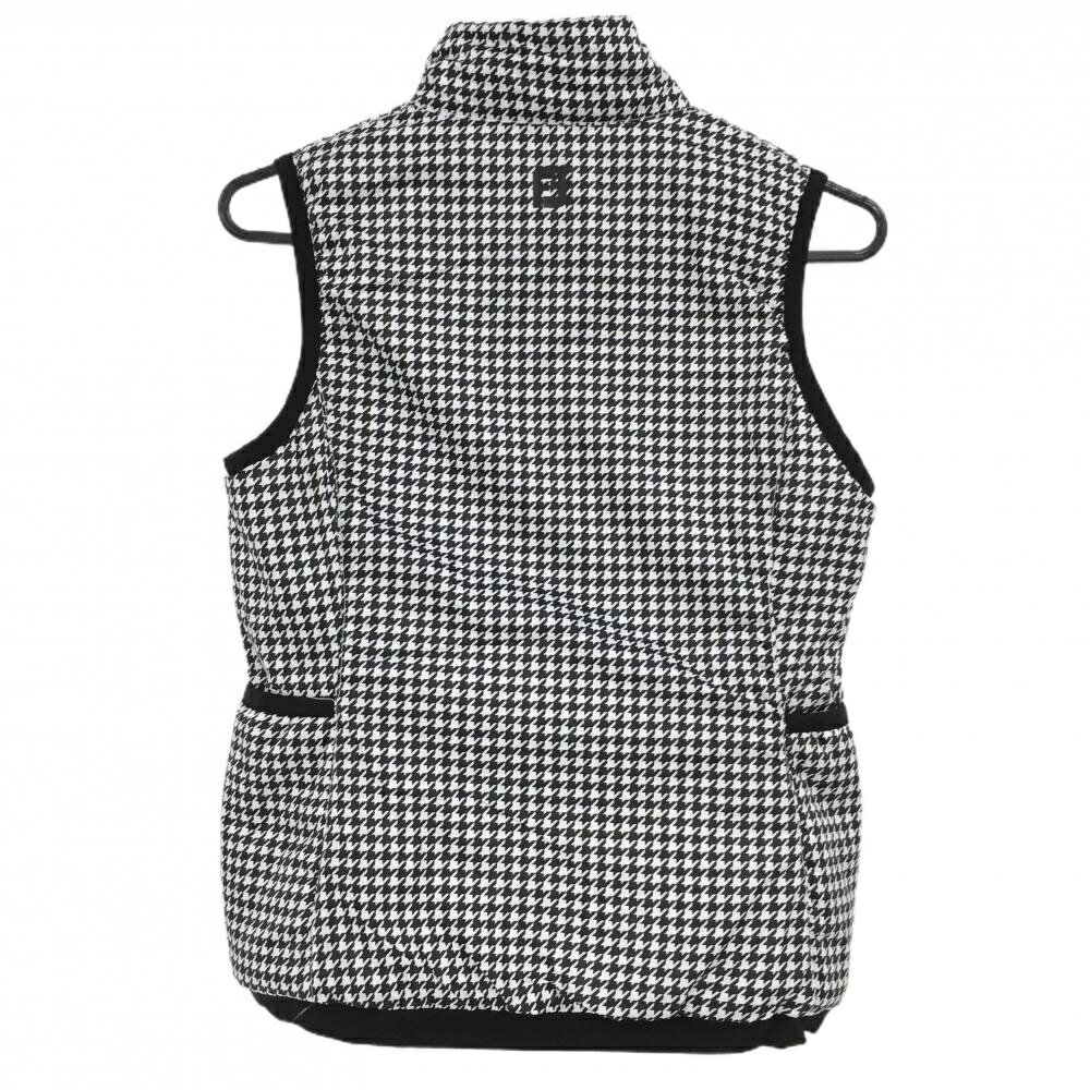 【超美品】フットジョイ リバーシブル中綿ベスト 白×黒 千鳥格子 裏白無地 レディース S ゴルフウェア FootJoy