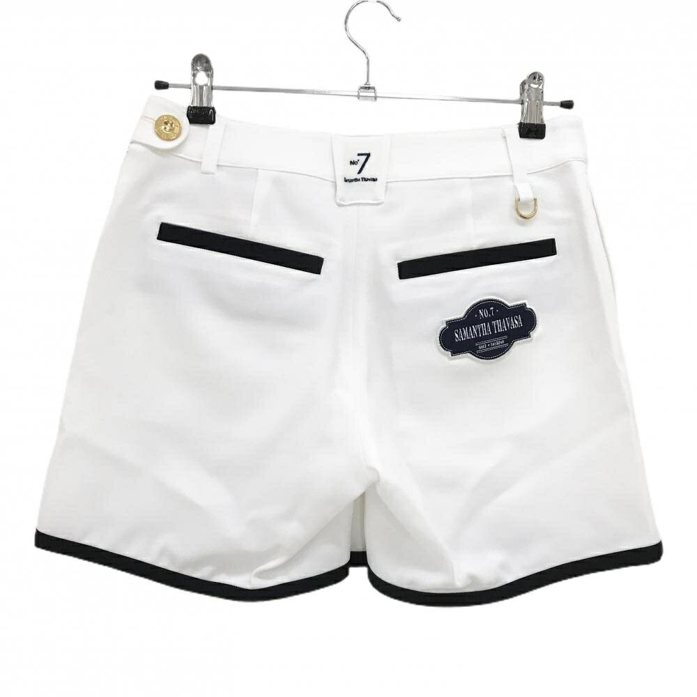 【新品】サマンサタバサNo.7 キュロットスカート 白×黒 前ボタン ロゴワッペン レディース 38(M) ゴルフウェア Samantha Thavasa