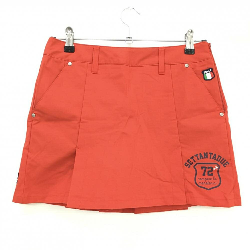 【超美品】パーセッタンタドゥエ スカート レッド ロゴネイビー 内側パンツ レディース S ゴルフウェア PAR72
