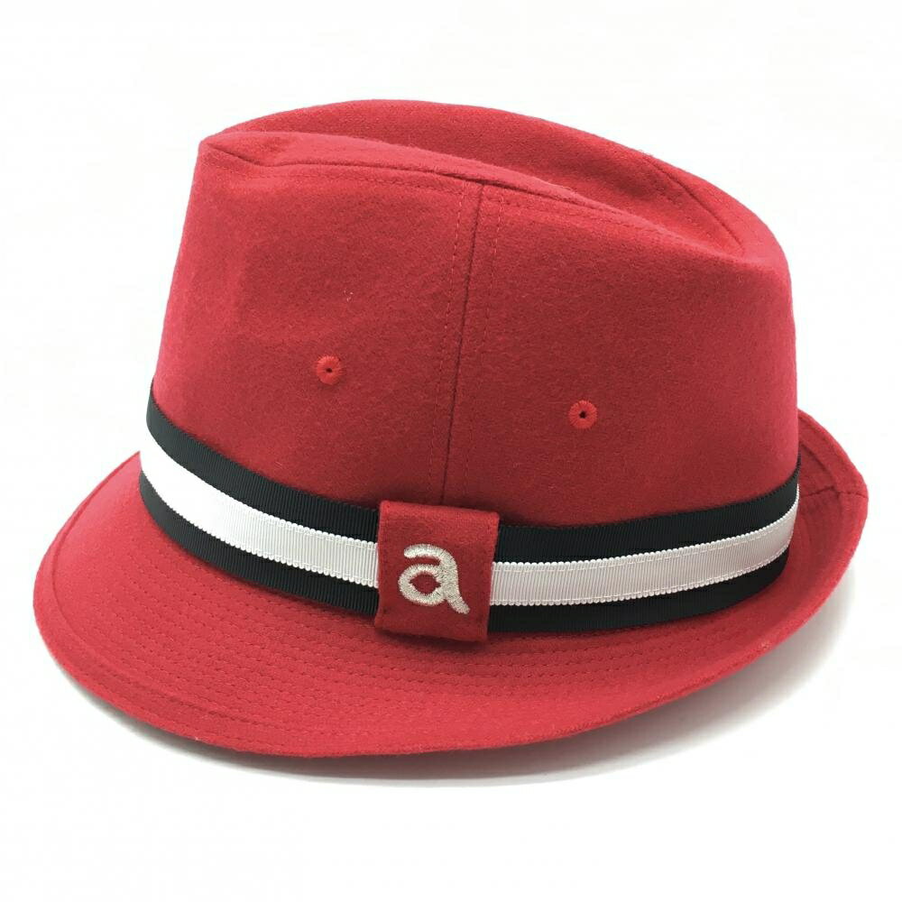 【美品】アルチビオ　中折れハット レッド リボンボーダー ウール混 レディース ゴルフウェア archivio