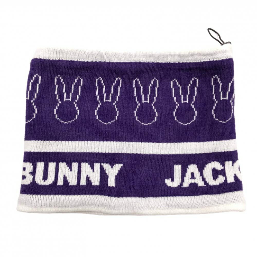 【超美品】ジャックバニー ニットネックウォーマー パープル×白 ラビット 内側フリース FR ゴルフウェ..