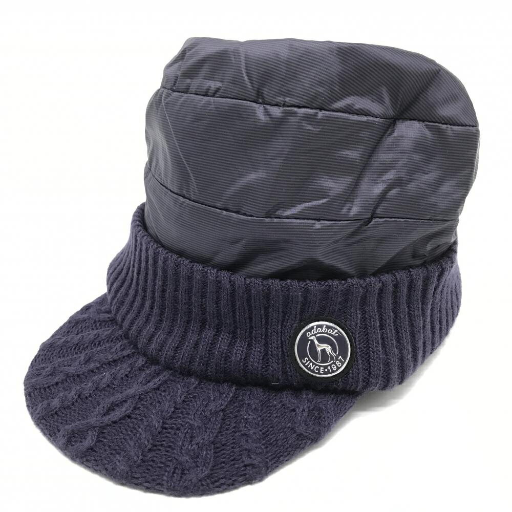 【新品】アダバット 中綿切替つば付きニット帽 パープル 裏起毛 ゴルフウェア adabat