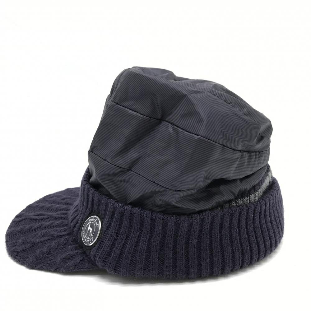 【新品】アダバット 中綿切替つば付きニット帽 パープル 裏起毛 ゴルフウェア adabat