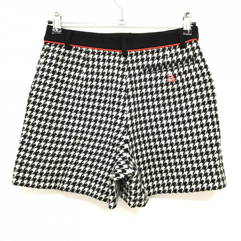 【超美品】アルチビオ ニットキュロットスカート 白×黒 千鳥格子 ウール混 裏地付 レディース 38(M) ゴルフウェア archivio