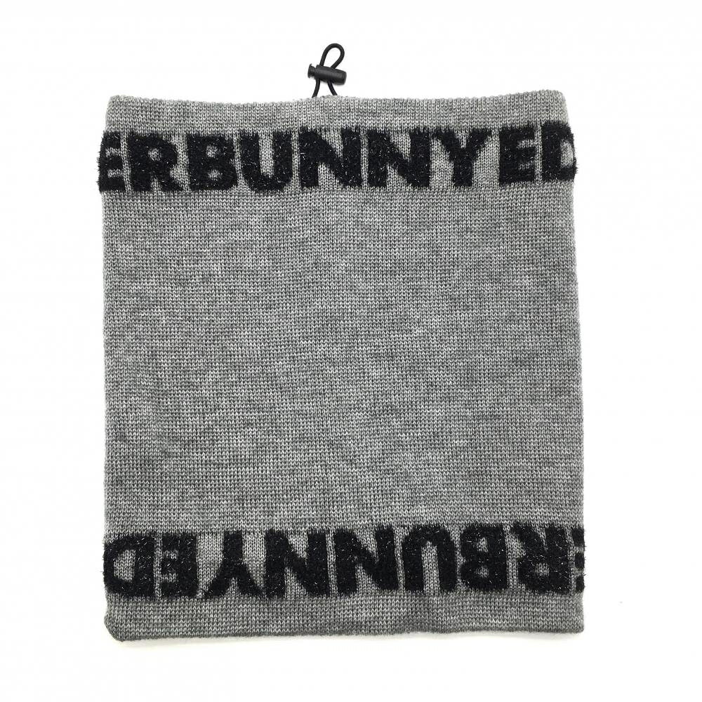 【超美品】マスターバニー ニットネックウォーマー グレー×黒 裏起毛 ラメロゴ FR ゴルフウェア 2023年..