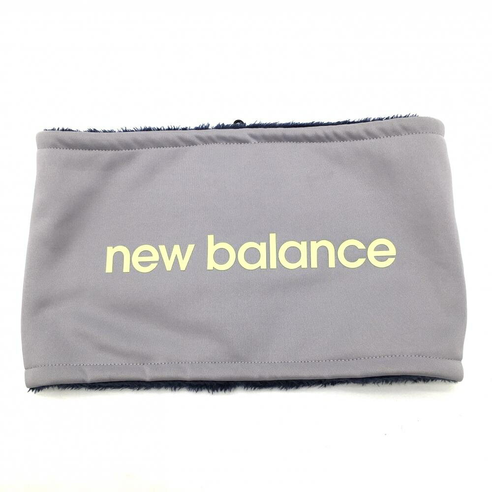 【超美品】ニューバランスゴルフ リバーシブルネックウォーマー ライトグレー×ライトグリーン 片面ボア..