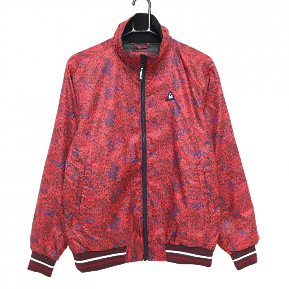 【超美品】ルコックゴルフ 中綿ジャケット レッド×ブルー 花柄 メンズ M ゴルフウェア le coq sportif
