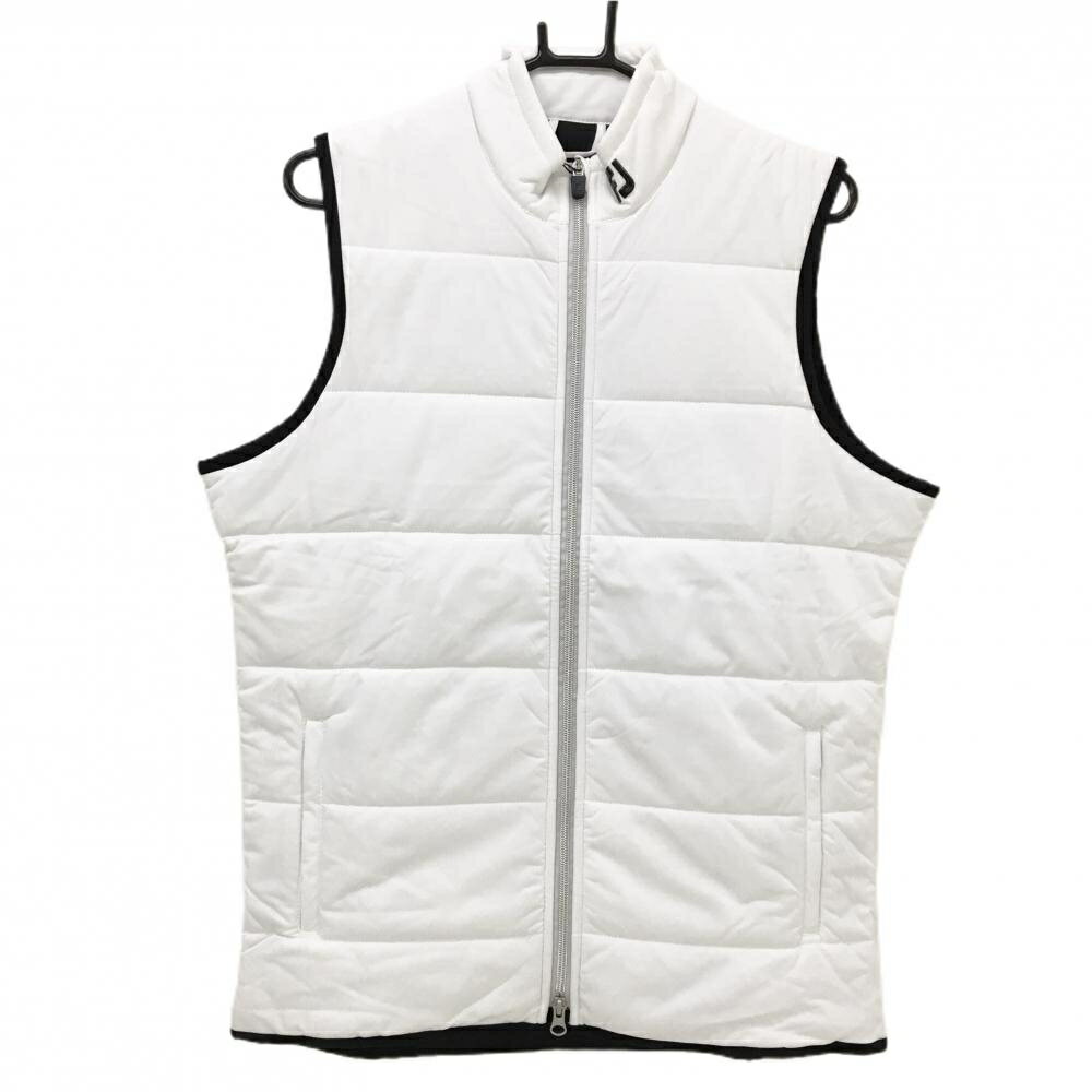 【新品】フットジョイ 中綿ベスト 白×黒 ネックロゴ 撥水 軽量　4WAYストレッチ メンズ L ゴルフウェア FootJoy