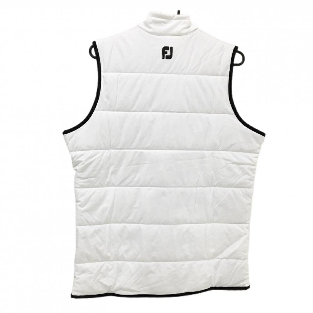 【新品】フットジョイ 中綿ベスト 白×黒 ネックロゴ 撥水 軽量　4WAYストレッチ メンズ L ゴルフウェア FootJoy