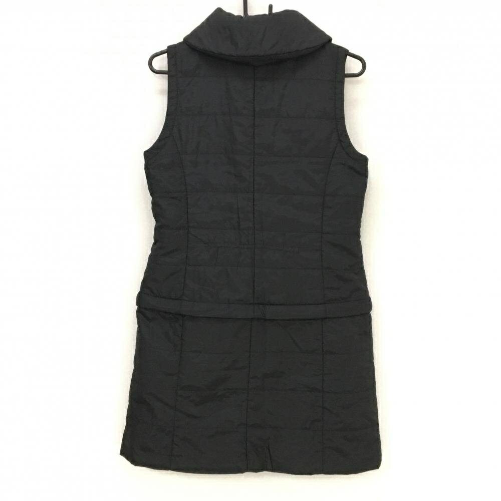 【美品】マリクレールスポール 2WAYロングベスト 黒 ピンドット地模様 スカート部着脱可 レディース M ゴルフウェア marie claire