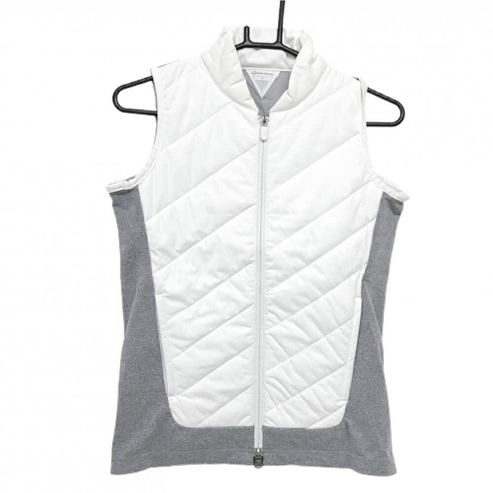 テーラーメイド 中綿切替ベスト 白×グレー 一部中綿 レディース M ゴルフウェア TaylorMade