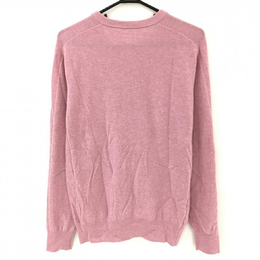 【美品】ジェイダブリュオー セーター ピンク カシミヤ00％ ニット Vネック メンズ 50 ゴルフウェア JWO