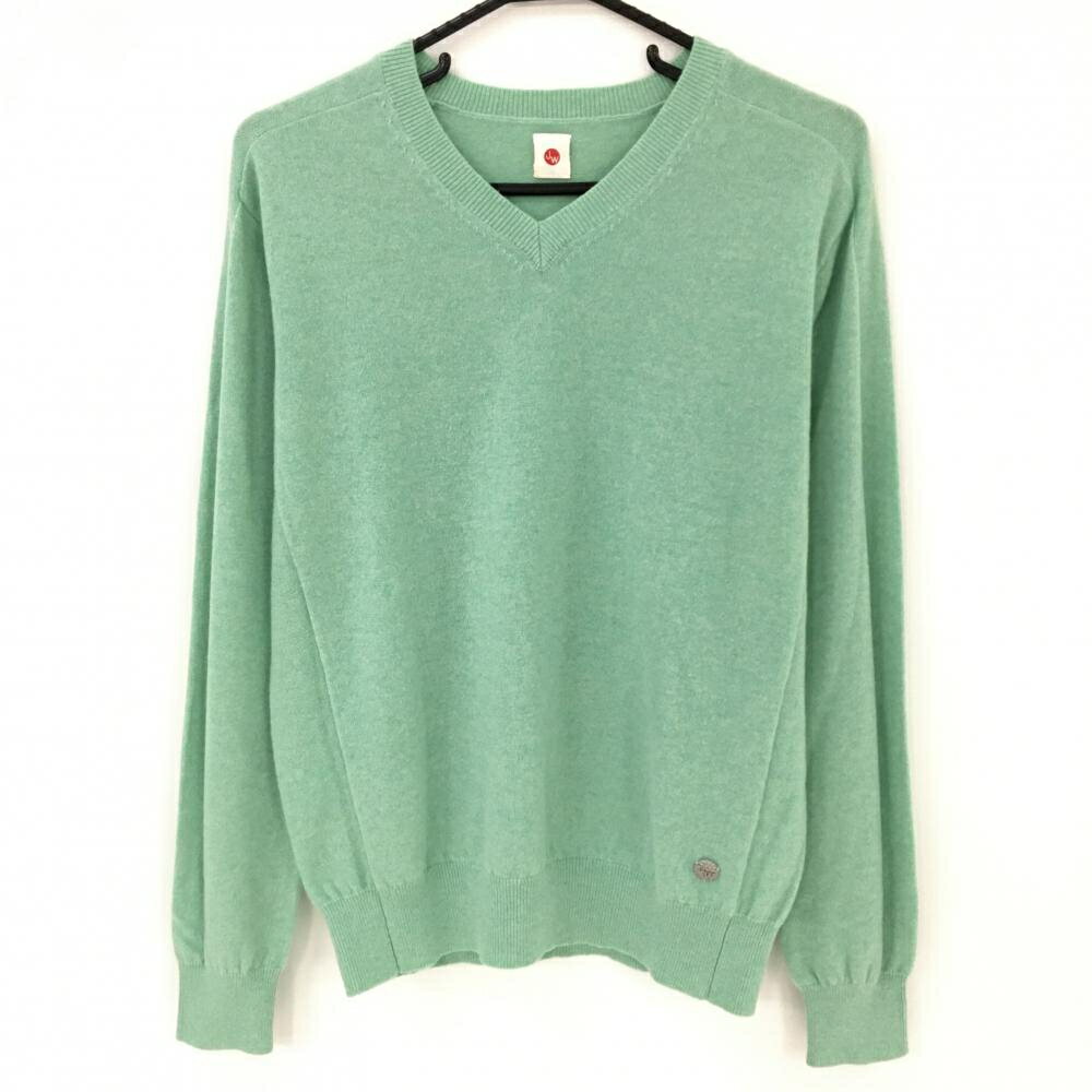 【超美品】ジェイダブリュオー セーター ミントグリーン カシミヤ00％ ニット Vネック メンズ 50 ゴルフウェア JWO