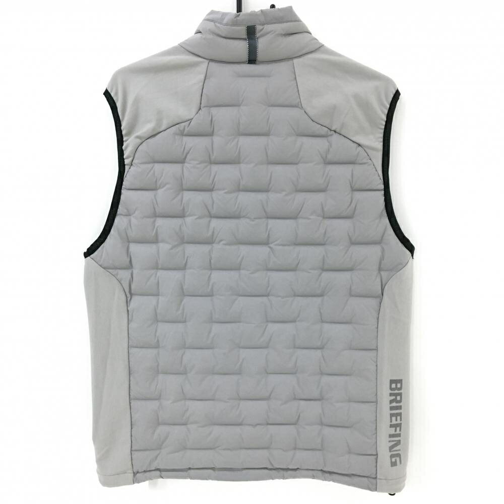 ブリーフィング ダウンベスト ライトグレー×黒 サイド切替 裏一部微起毛 裾ドローコード メンズ L ゴルフウェア BRIEFING