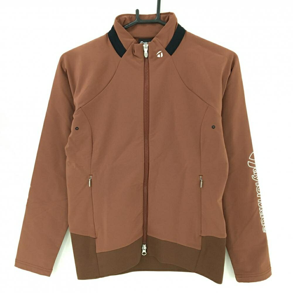 【超美品】テーラーメイド ジャケット ブラウン×黒 ロゴプリント 裏起毛 レディース M ゴルフウェア TaylorMade