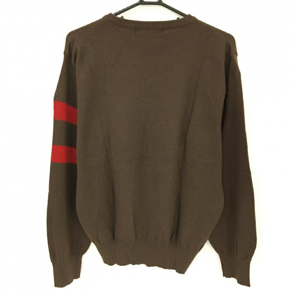 ダンスウィズドラゴン セーター ブラウン×レッド 袖ライン ウール100％ ニット メンズ 4(XL) ゴルフウェア Dance With Dragon