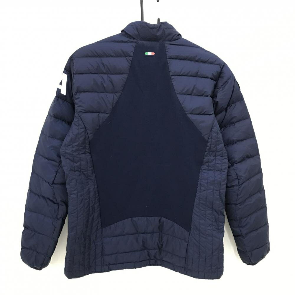 【美品】カッパ ダウンジャケット ネイビー 軽量 ロゴプリント メンズ O ゴルフウェア Kappa