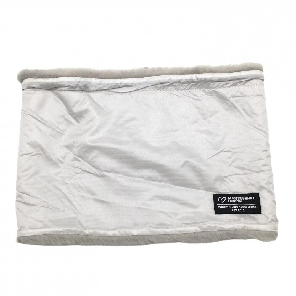 【超美品】マスターバニー ネックウォーマー 白×ライトグレー ナイロン 裏ファー ドローコード FR ゴル..