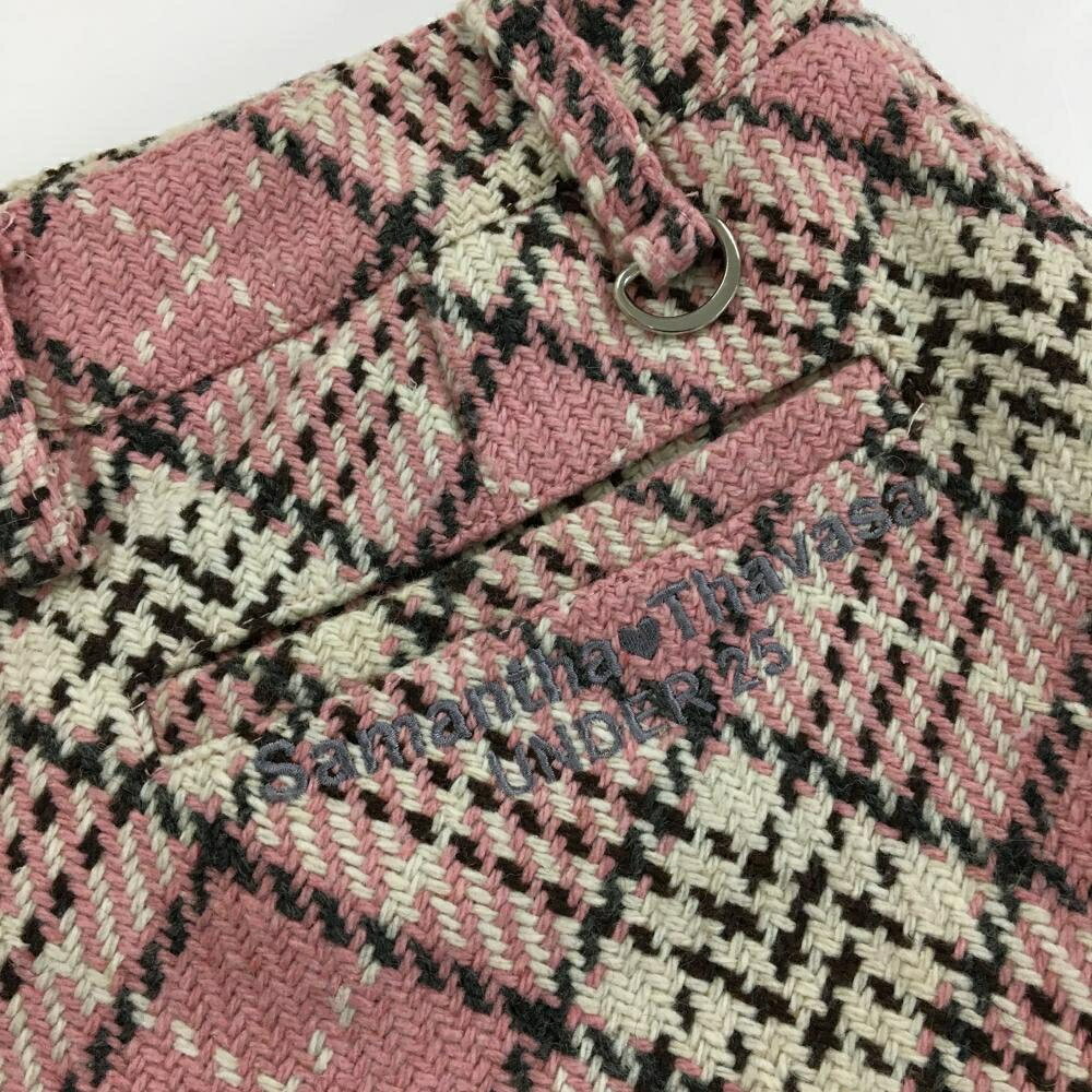 【美品】サマンサタバサUNDER25 スカート ピンク×白 チェック インナーパンツ付き レディース M ゴルフウェア Samantha Thavasa