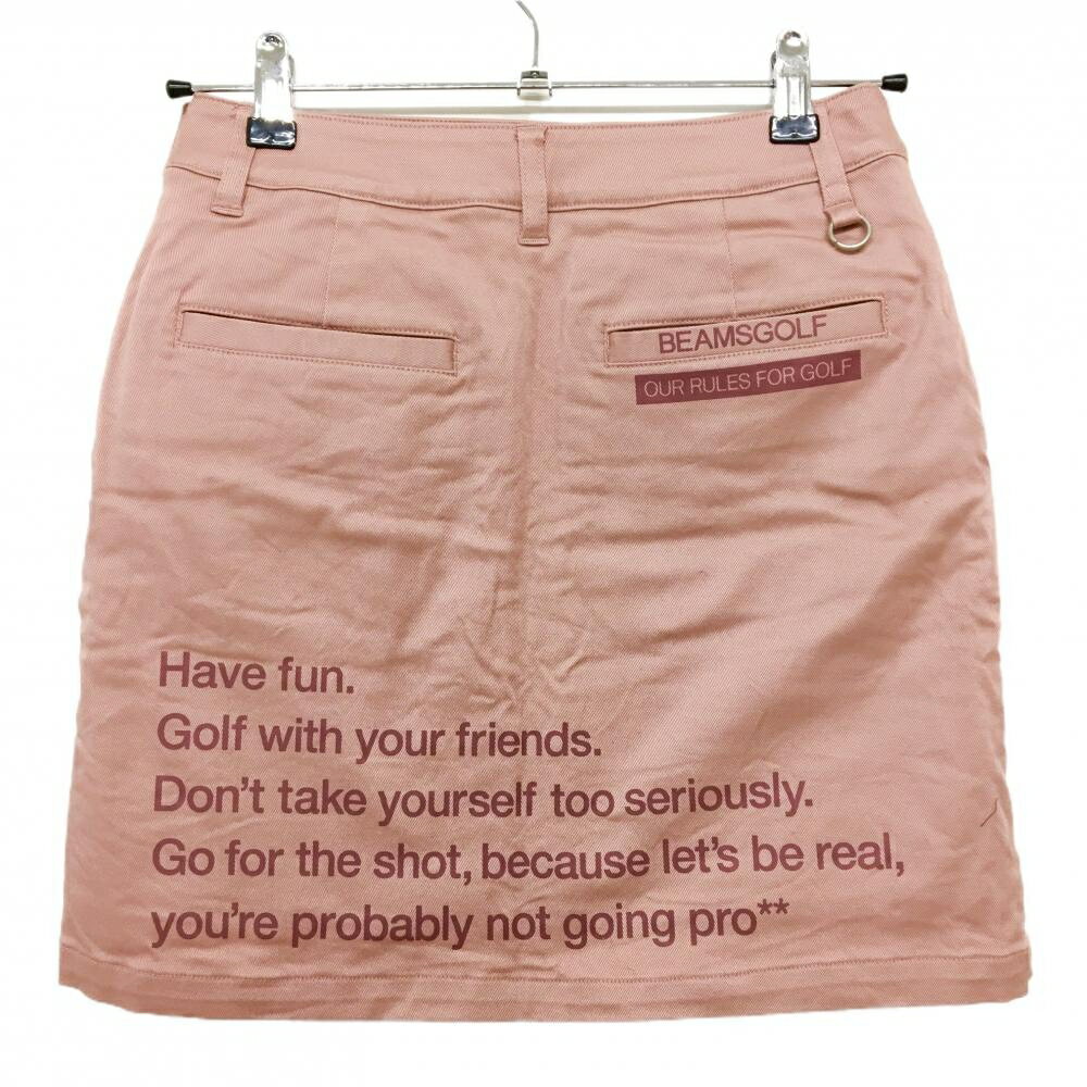 【美品】ビームスゴルフ スカート ピンク 裏地起毛 後プリント レディース S ゴルフウェア BEAMS GOLF