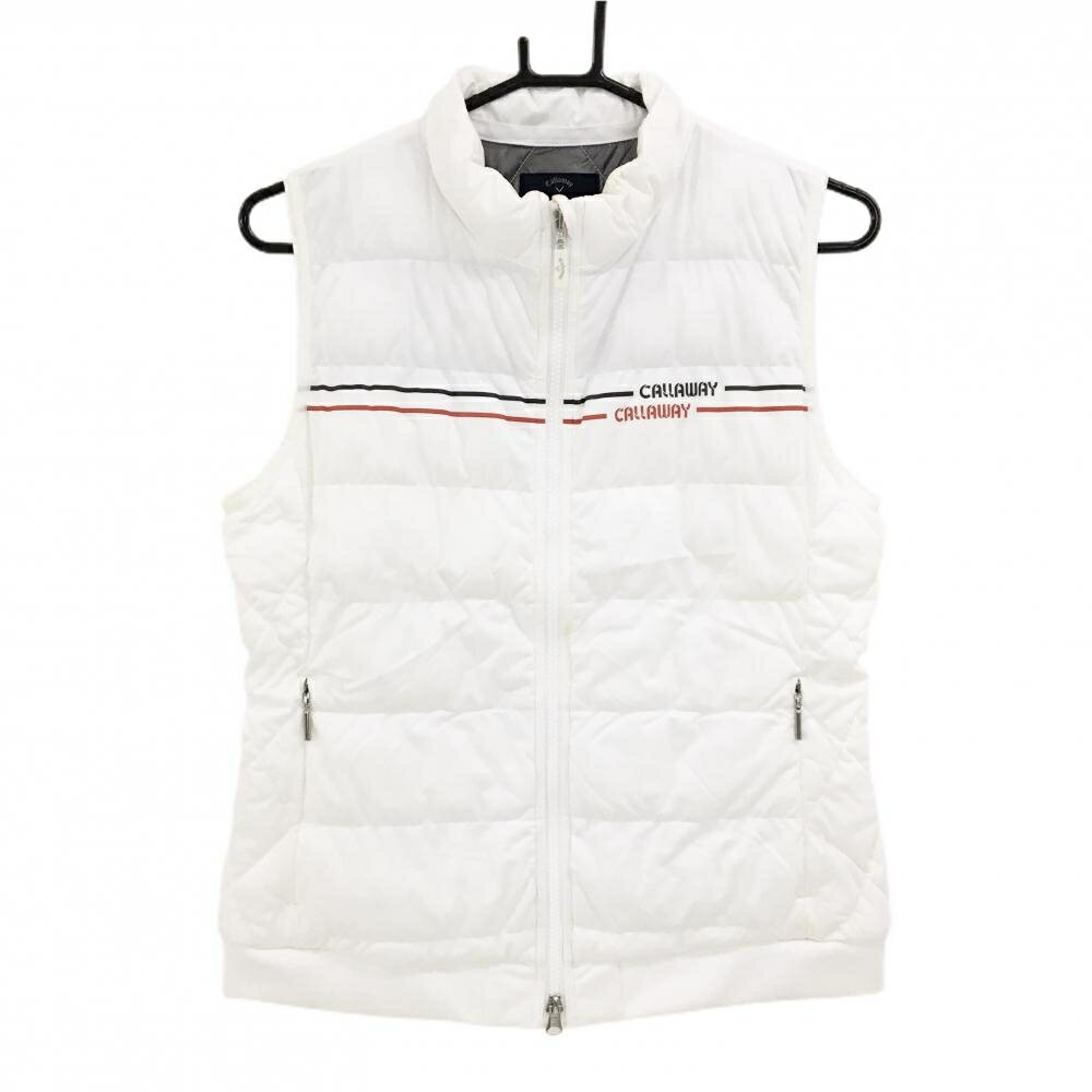 キャロウェイ 中綿ベスト 白×レッド 胸元ライン レディース L ゴルフウェア Callaway