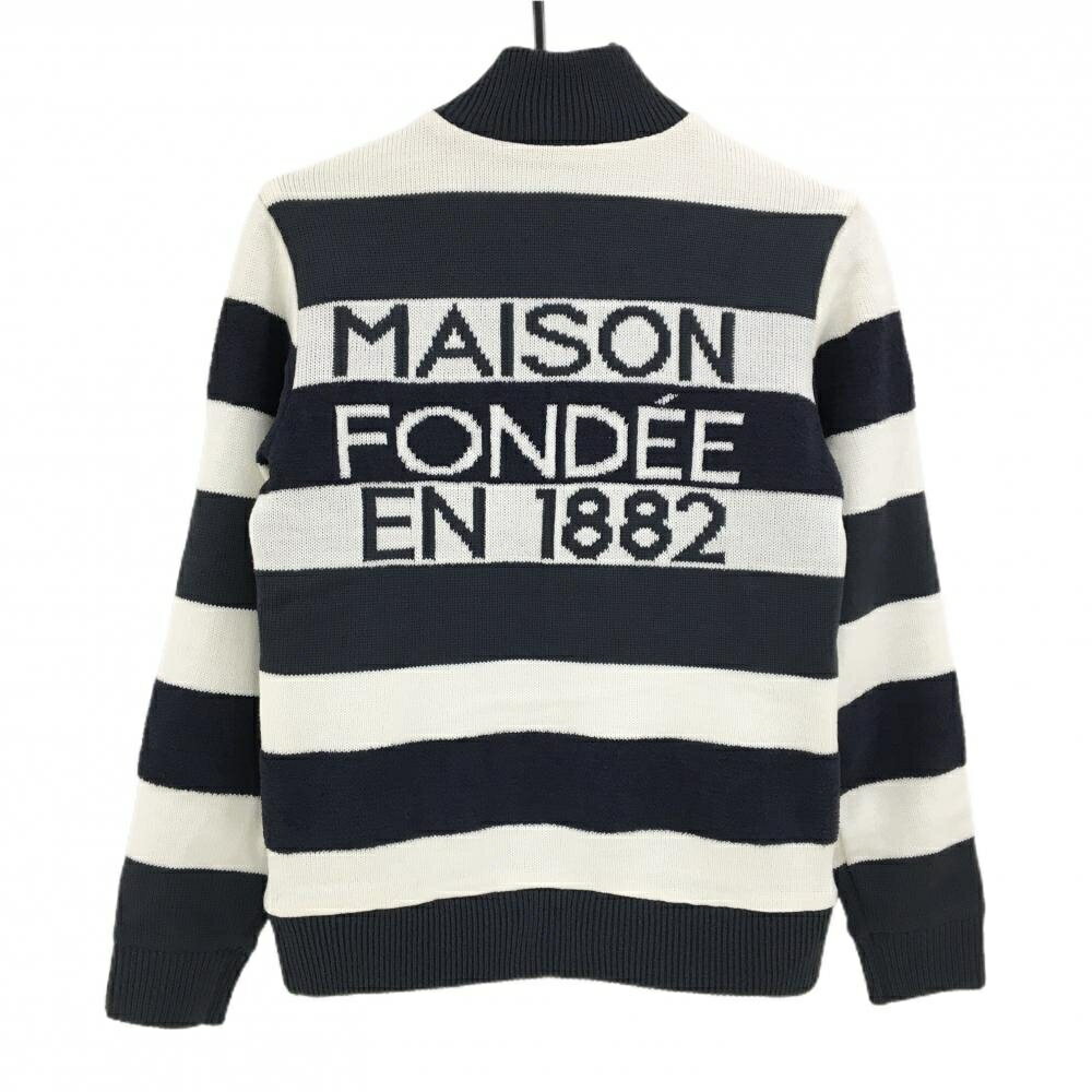 【新品】ルコックゴルフ 異素材中綿ジャケット ネイビー×白 一部ボーダー・ニット レディース S ゴルフウェア le coq sportif