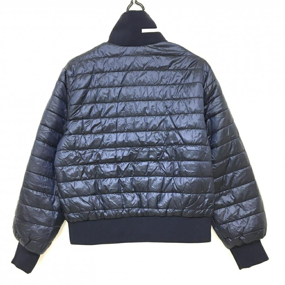 【超美品】ジェイリンドバーグ 中綿リバーシブルジャケット ネイビー×白 襟ロゴ 裏無地 レディース S ゴルフウェア J．LINDEBERG