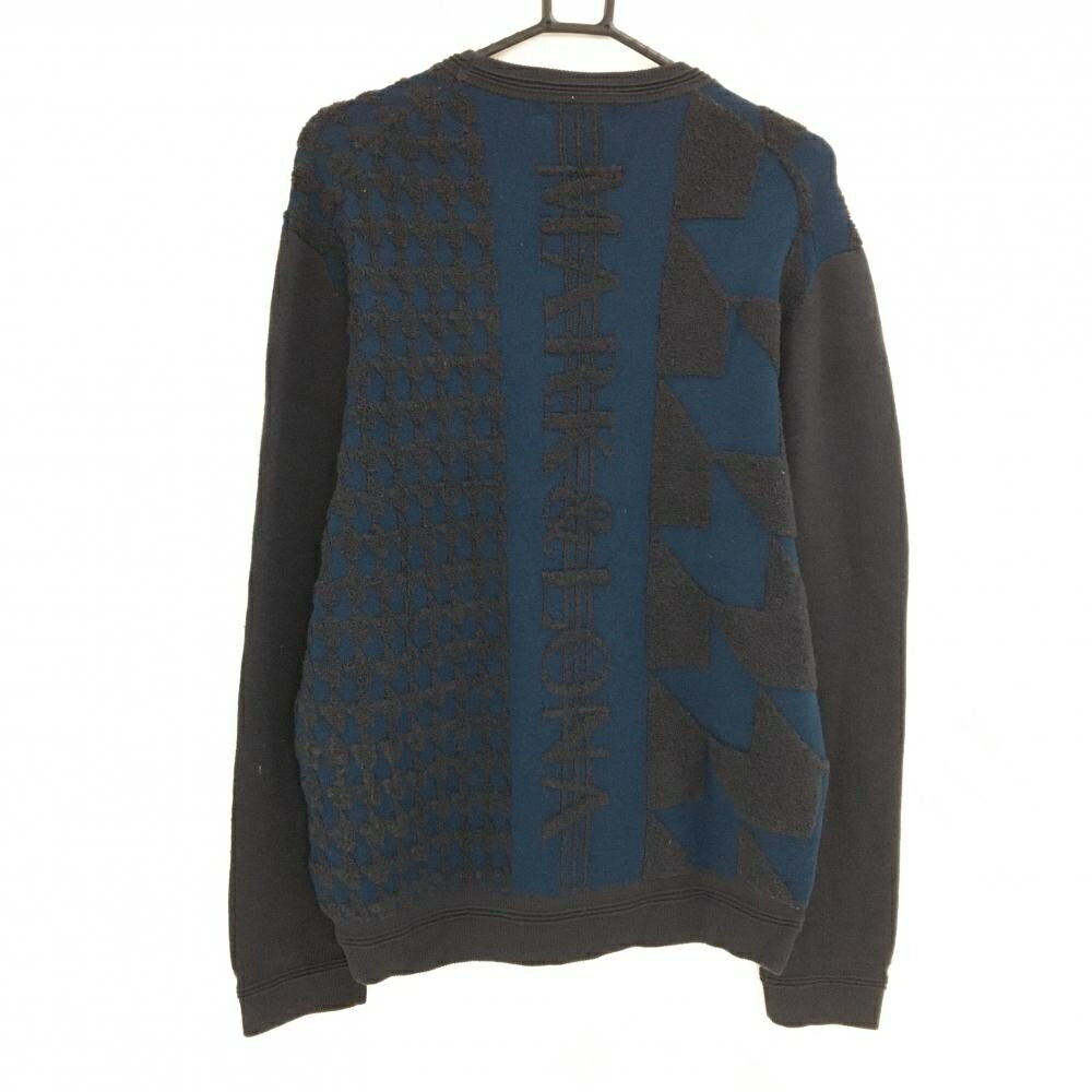 マークアンドロナ セーター ネイビーブルー系×ダークグレー 身頃千鳥格子 ニット メンズ 50(XL) ゴルフウェア 2024年モデル MARK＆LONA