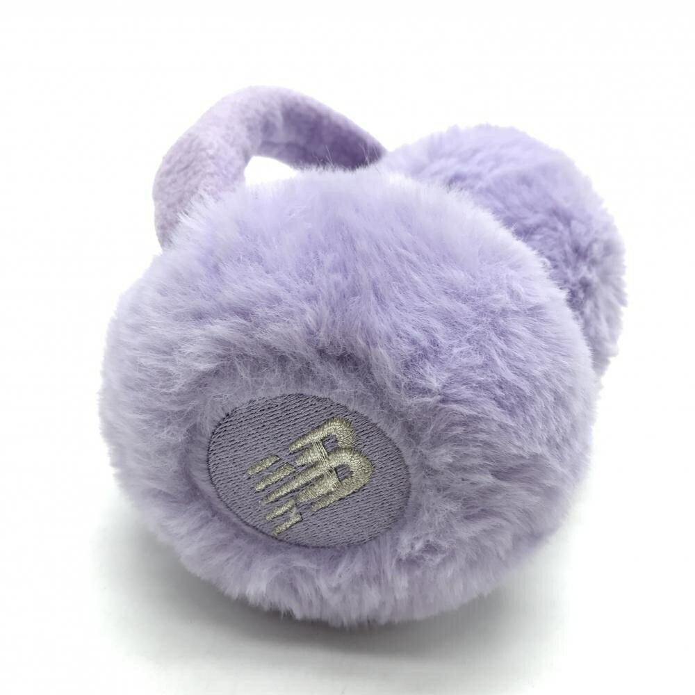 【超美品】ニューバランス イヤーマフ パープル フェイクファー 耳当て ロゴ刺しゅう ゴルフウェア New..