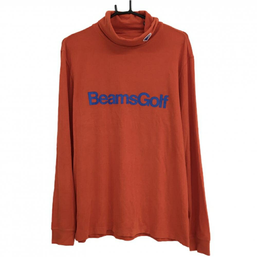 【美品】ビームスゴルフ 長袖ハイネックシャツ レッド ロゴブルー 表微起毛 色褪せ少 メンズ XL ゴル...