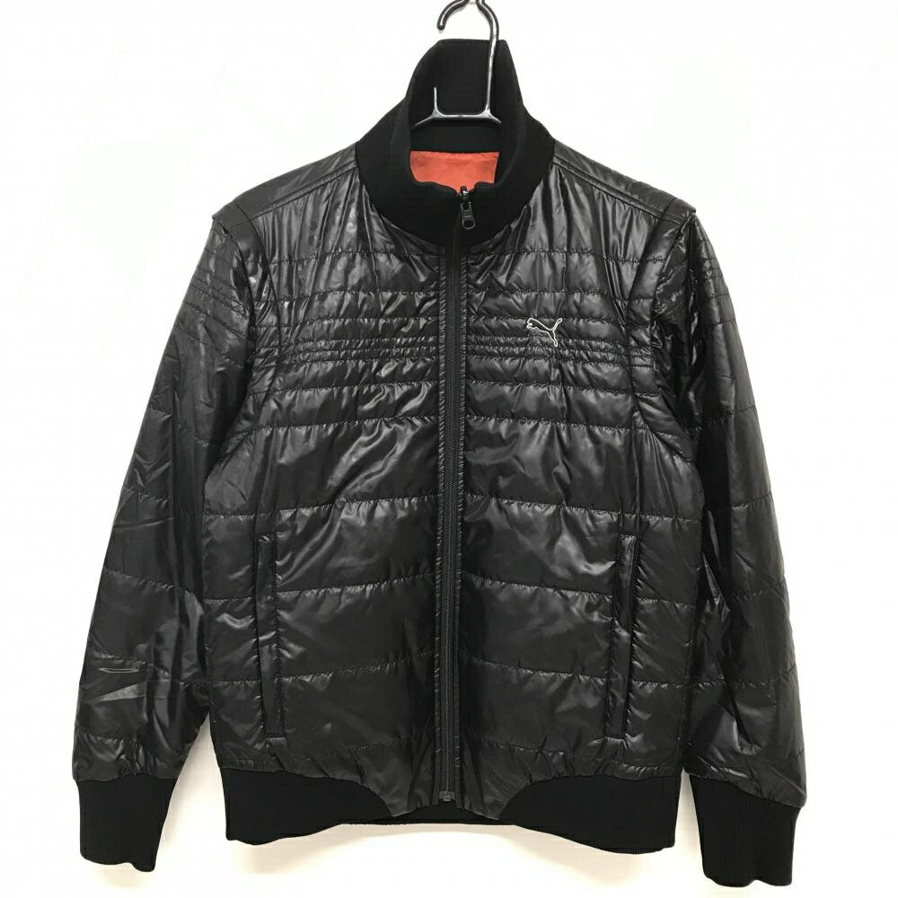 【美品】プーマ 中綿リバーシブルジャケット 黒 裏オレンジ キルティング 4WAY 袖着脱可 メンズ M ゴルフウェア PUMA