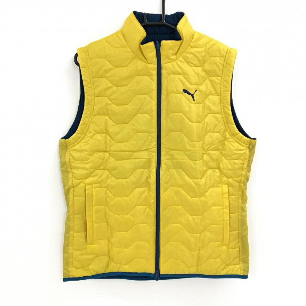 【新品】プーマ 中綿リバーシブルベスト イエロー 裏ニットネイビー WINDCELL メンズ L ゴルフウェア P..