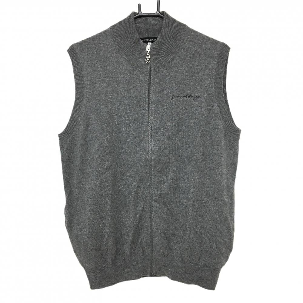 【新品】カステルバジャック ニットジップベスト グレー カシミヤ混 メンズ 48(L) ゴルフウェア CASTELBAJAC