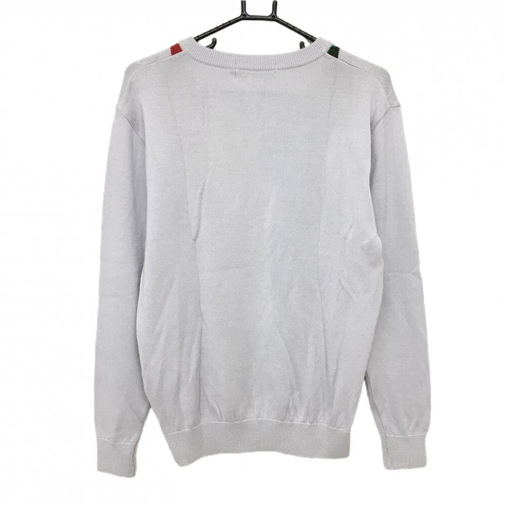 【超美品】ルコックゴルフ セーター ライトグレー×マルチカラー 前面アーガイル ウール混 メンズ M ゴルフウェア le coq sportif