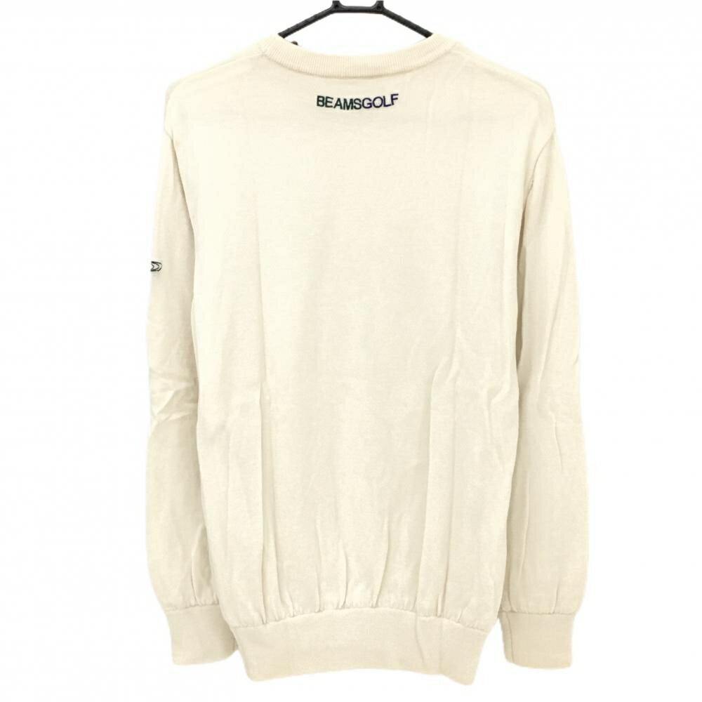 【美品】ビームスゴルフ セーター アイボリー ウール100％ 裏地付 ポケット内蓄熱裏地 ニット メンズ L ゴルフウェア BEAMS GOLF