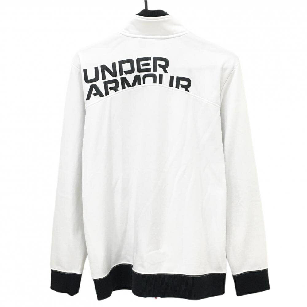 アンダーアーマー ジャケット 白×黒 背ロゴプリント 裏起毛 メンズ XL ゴルフウェア UNDER ARMOUR
