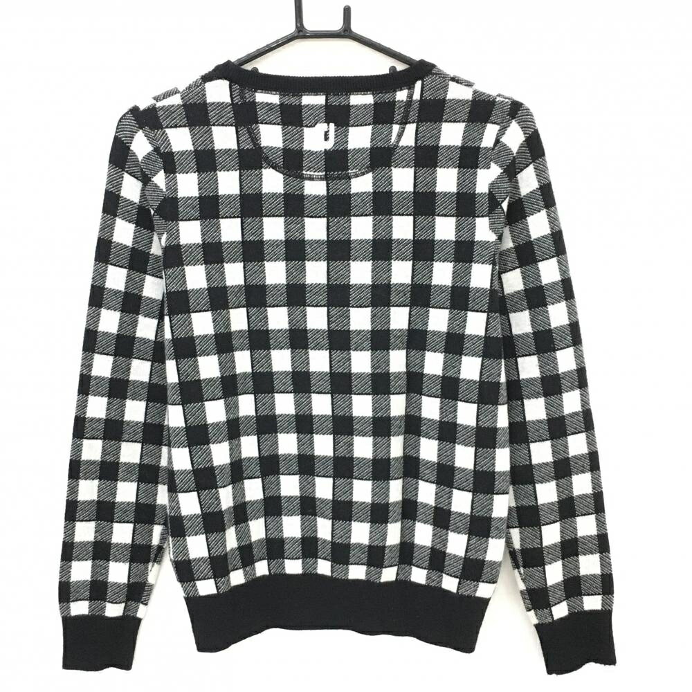 【美品】フットジョイ セーター 黒×白 チェック ニット レディース M ゴルフウェア FootJoy
