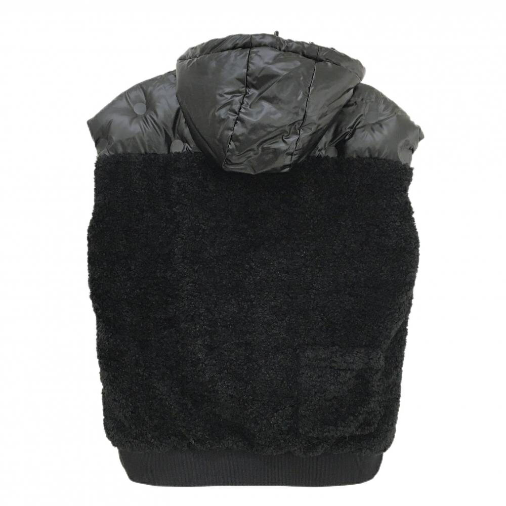 【美品】ダンスウィズドラゴン フード付ダウンベスト 黒 背面ボア 蓄熱裏地 レディース 3(L) ゴルフウェア Dance With Dragon