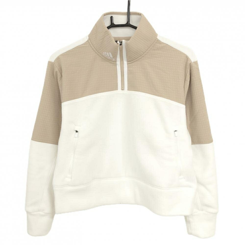 アディダスフリースブルゾン白×ベー...
