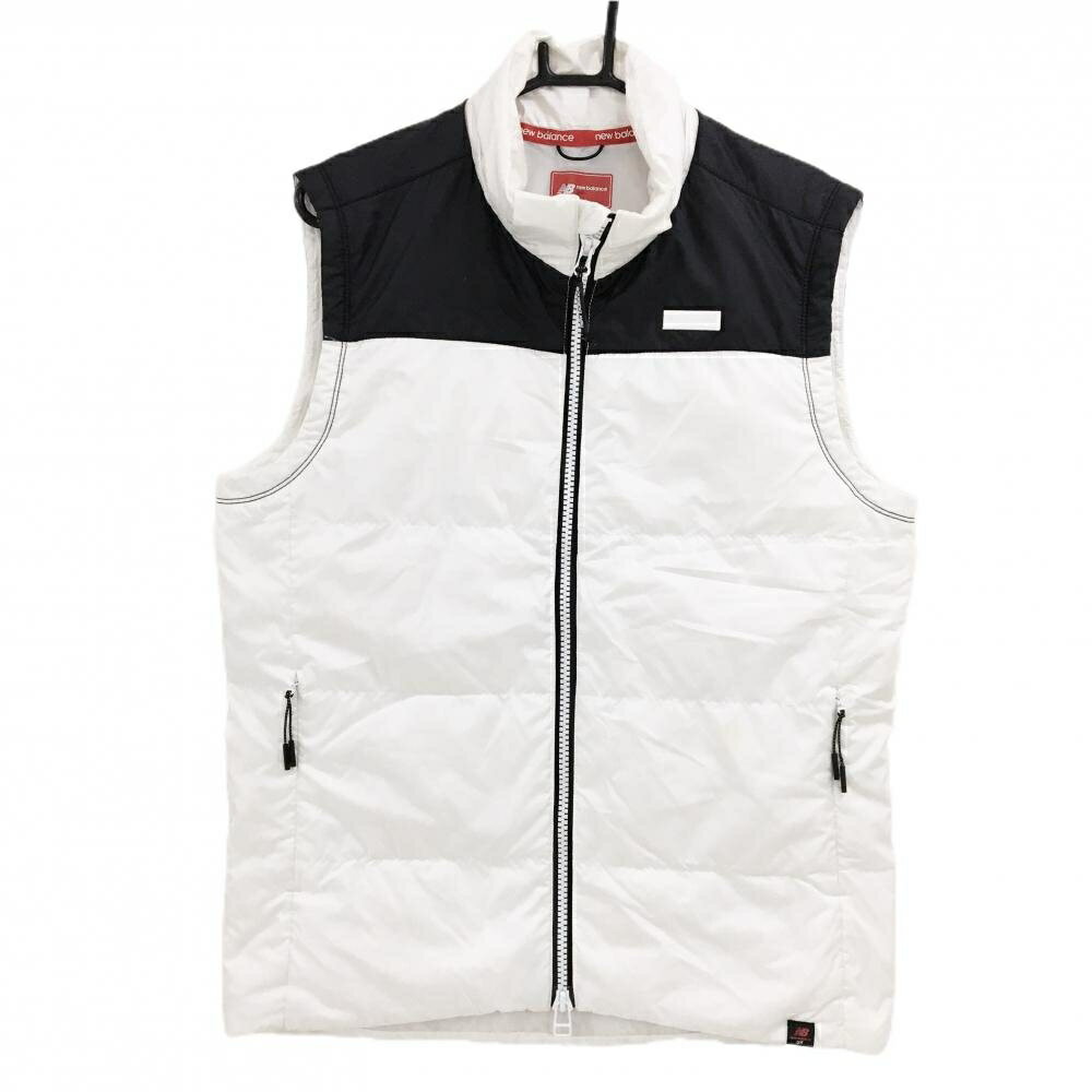 ニューバランス ダウンベスト 白×黒 バイカラー メンズ 4(M) ゴルフウェア New Balance