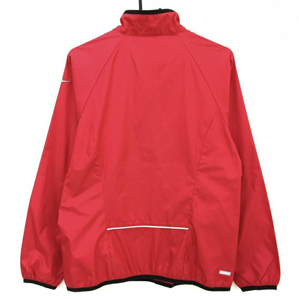 【美品】ナイキ ブルゾン レッド×黒 ハーフジップ ジップ部分ロゴ CLIMA-FIT レディース LGG ゴルフウェア NIKE