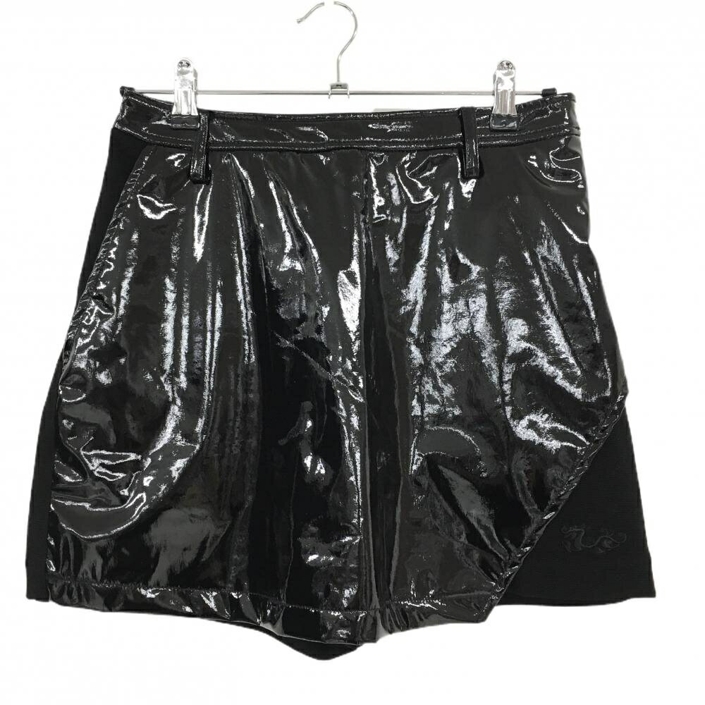 【美品】ダンスウィズドラゴン キュロットスカート 黒 異素材 エナメル調 レディース 3(L) ゴルフウェ..