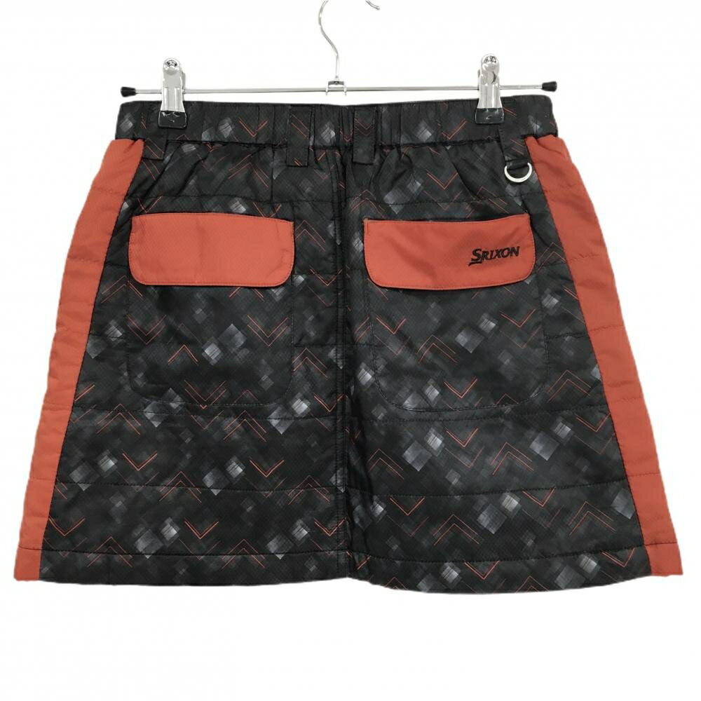 【超美品】スリクソン 中綿スカート 黒×レッド 総柄 細ブロックチェック地模様 レディース M ゴルフウェア SRIXON