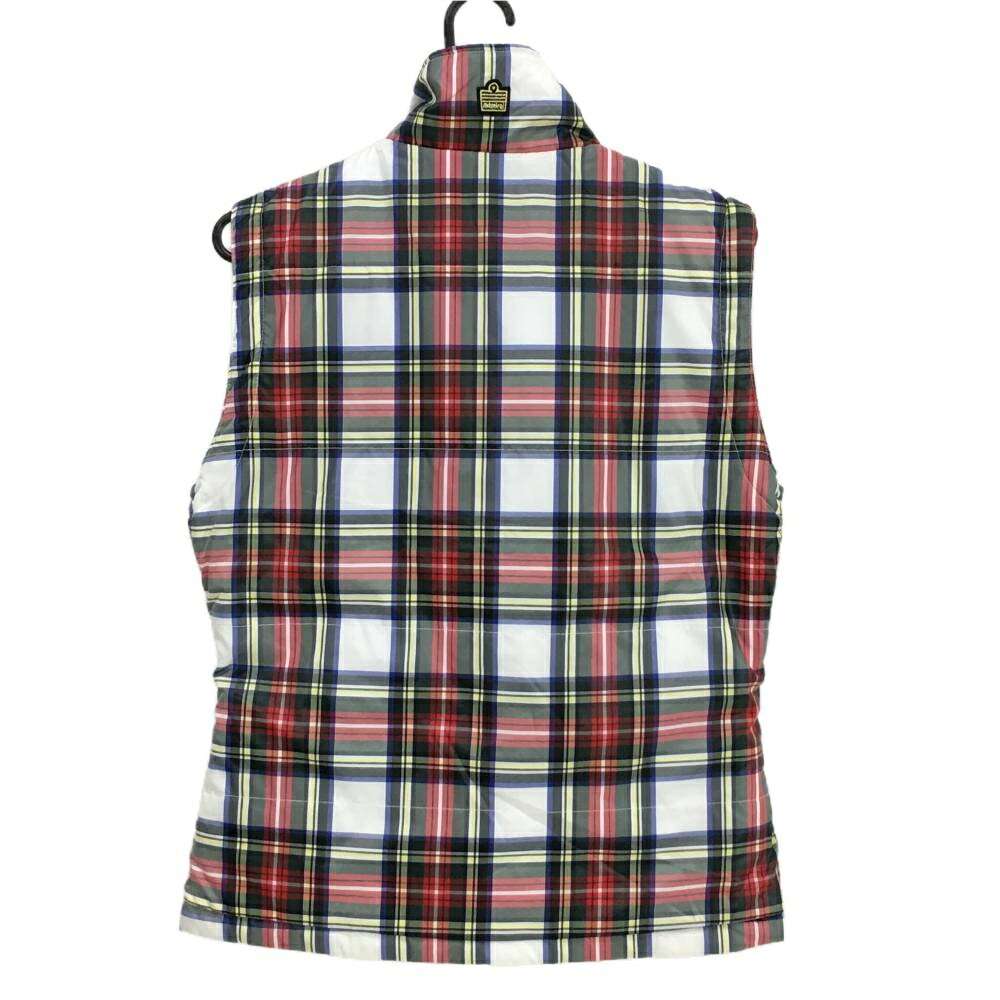 アドミラル リバーシブル中綿ベスト 白×レッド×グリーン チェック レディース L ゴルフウェア Admiral