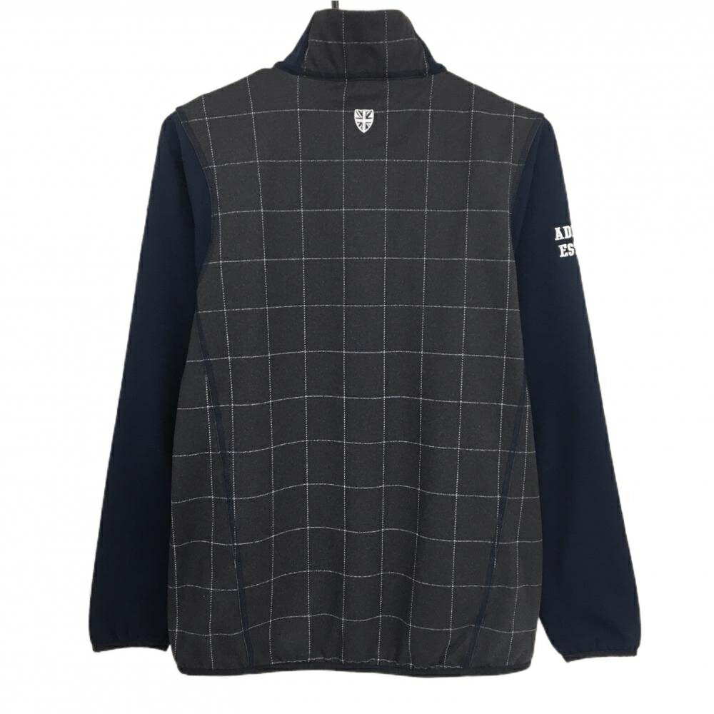 【美品】アドミラル ジャケット ダークグレー×白×ネイビー 身頃格子柄 裏地微起毛 メンズ M ゴルフウェア Admiral