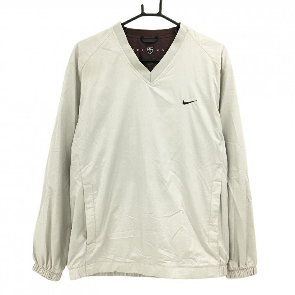 ナイキ スニード ライトグレー 内側ボルドー ロゴ刺しゅう 目メッシュ裏地 Vネック メンズ LGG ゴルフウェア NIKE