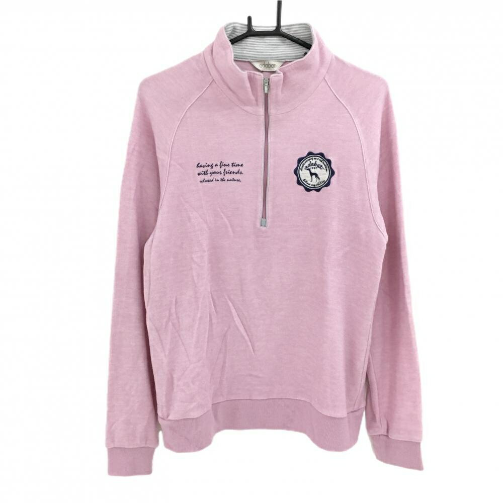 アダバット ハイネックセーター ピンク ハーフジップ ネック内側ボーダー ニット メンズ 50(XL) ゴルフ..
